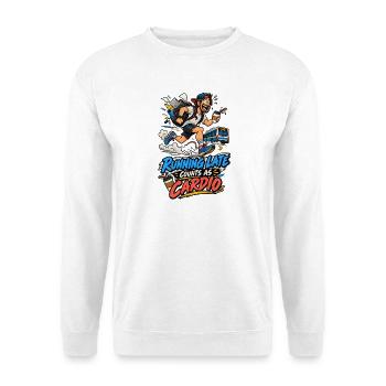 Zu spät läuft Cardio-Spaß - Unisex Pullover - Weiß - Vorne - Alina (178cm) & Michal (187cm)