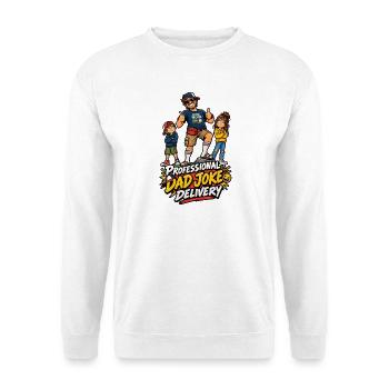Professioneller Dad-Witzlieferant - Unisex Pullover - Weiß - Vorne - Alina (178cm) & Michal (187cm)