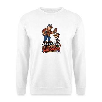 Gleich wie Papa, mehr Snacks - Unisex Pullover - Weiß - Vorne - Alina (178cm) & Michal (187cm)