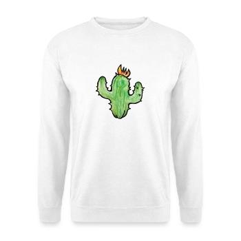 Kaktusflammen-Sketch - Unisex Pullover - Weiß - Vorne - Alina (178cm) & Michal (187cm)