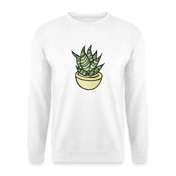 Sukkulenten-Aquarelltopf - Unisex Pullover - Weiß - Vorne - Alina (178cm) & Michal (187cm)