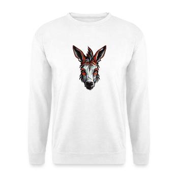 Esel Kopf Bunt Illustration - Unisex Pullover - Weiß - Vorne - Alina (178cm) & Michal (187cm)