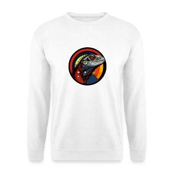 Leguan Kopf Retro Sonnenuntergang - Unisex Pullover - Weiß - Vorne - Alina (178cm) & Michal (187cm)