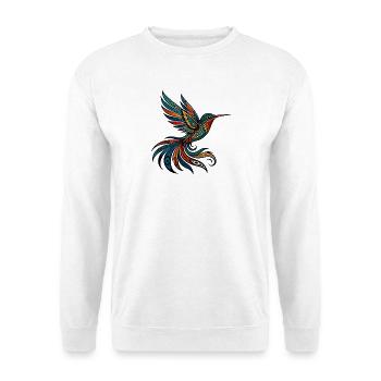 Native American Kolibri Orange - Unisex Pullover - Weiß - Vorne - Alina (178cm) & Michal (187cm)