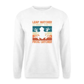 Frog Catcher Leap Matcher Meet The Catcher Frog - Unisex Pullover - Weiß - Vorne - Alina (178cm) & Michal (187cm)