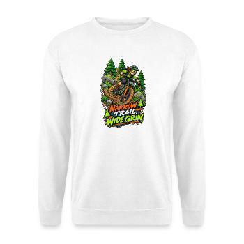 Enge Pfad, breites Grinsen - Unisex Pullover - Weiß - Vorne - Alina (178cm) & Michal (187cm)