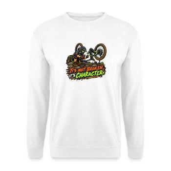 Charakter statt Bruch – Motocross - Unisex Pullover - Weiß - Vorne - Alina (178cm) & Michal (187cm)