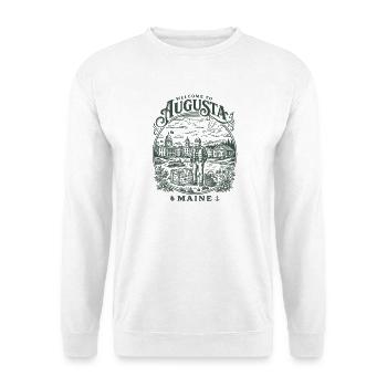 Welcome To Augusta Maine Timber Landscape - Unisex Pullover - Weiß - Vorne - Alina (178cm) & Michal (187cm)