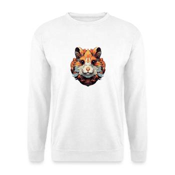 Hamster Kopf Bunte Ornamente - Unisex Pullover - Weiß - Vorne - Alina (178cm) & Michal (187cm)