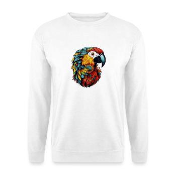 Papagei Ara Kopf Bunt - Unisex Pullover - Weiß - Vorne - Alina (178cm) & Michal (187cm)