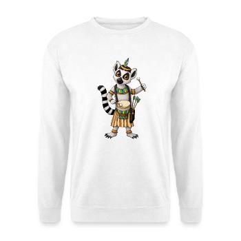 Katta Trommler Rhythmus der Wildnis - Unisex Pullover - Weiß - Vorne - Alina (178cm) & Michal (187cm)