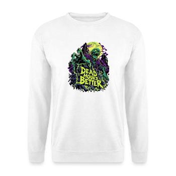 Totstunden Besser Neon Zombie - Unisex Pullover - Weiß - Vorne - Alina (178cm) & Michal (187cm)