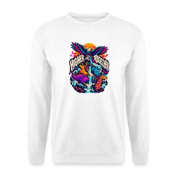Höher Zusammen: Tierische Bergwelt - Unisex Pullover - Weiß - Vorne - Alina (178cm) & Michal (187cm)