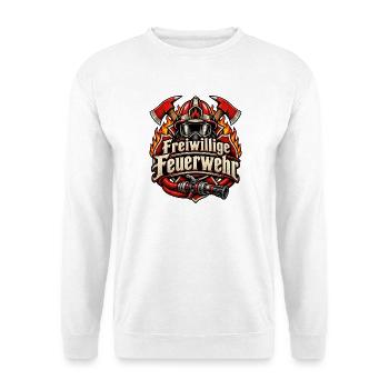 Freiwillige Feuerwehr Helm Äxte & Schlauch - Unisex Pullover - Weiß - Vorne - Alina (178cm) & Michal (187cm)