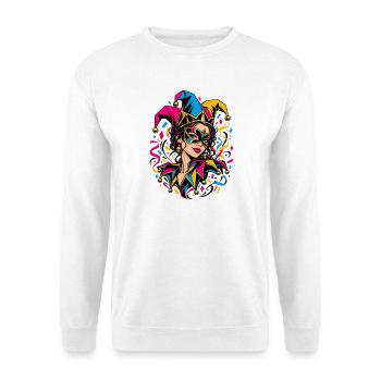 Carnival Jesterin Farbexplosion - Unisex Pullover - Weiß - Vorne - Alina (178cm) & Michal (187cm)