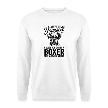Boxer Hund Spruch Lustige Deutscher Boxer Geschenk - Unisex Pullover - Weiß - Vorne - Alina (178cm) & Michal (187cm)
