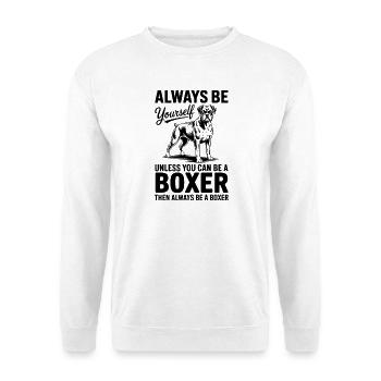 Boxer Hund Spruch Lustige Deutscher Boxer Geschenk - Unisex Pullover - Weiß - Vorne - Alina (178cm) & Michal (187cm)
