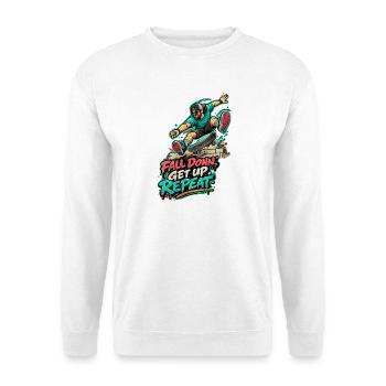 Fall Down? Get Up, Repeat – Skate - Unisex Pullover - Weiß - Vorne - Alina (178cm) & Michal (187cm)