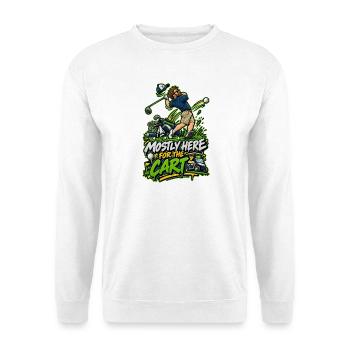 Meistens Hier Für Den Cart - Unisex Pullover - Weiß - Vorne - Alina (178cm) & Michal (187cm)