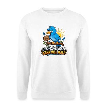 Lustiger Vogel - Der frühe Vogel kann mich mal  - Unisex Pullover - Weiß - Vorne - Alina (178cm) & Michal (187cm)