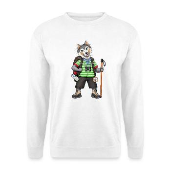 Wandern wie ein Wolf Frei und Wild - Unisex Pullover - Weiß - Vorne - Alina (178cm) & Michal (187cm)