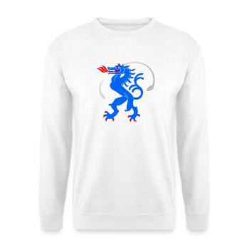 Feuerdrache Blau im Golf Ring - Unisex Pullover - Weiß - Vorne - Alina (178cm) & Michal (187cm)