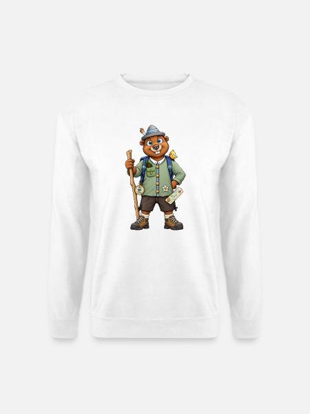 Alpenabenteuer Murmeltier auf Wanderschaft - Unisex Pullover - Weiß