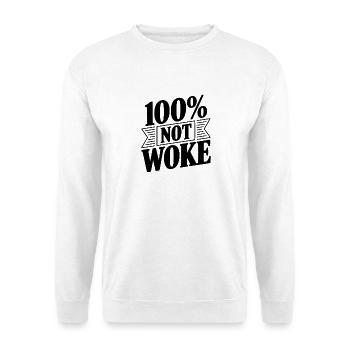 100 % nicht woke - Unisex Pullover - Weiß - Vorne - Alina (178cm) & Michal (187cm)