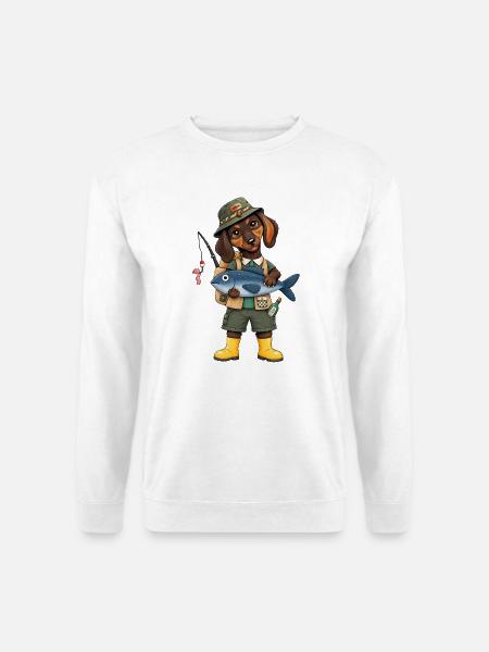 Dackel Angler Was für ein Fang! - Unisex Pullover - Weiß