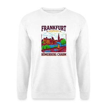 Frankfurt Germany City Skyline Römerberg Charm - Unisex Pullover - Weiß - Vorne - Alina (178cm) & Michal (187cm)