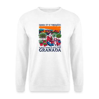 De Granada City of Pomegranates and Spanish Water - Unisex Pullover - Weiß - Vorne - Alina (178cm) & Michal (187cm)