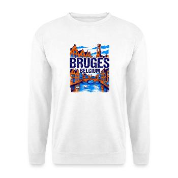 Bruges Belgium Historic Canal Cityscape Aug - Unisex Pullover - Weiß - Vorne - Alina (178cm) & Michal (187cm)
