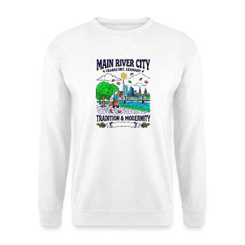 Main River City Frankfurt Germany Tradition And - Unisex Pullover - Weiß - Vorne - Alina (178cm) & Michal (187cm)