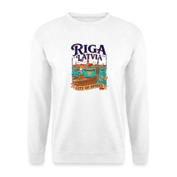 Vintage Riga Latvia City Of Spires - Unisex Pullover - Weiß - Vorne - Alina (178cm) & Michal (187cm)