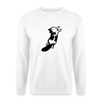 Mitternachtsschnurrbart-Sprung - Unisex Pullover - Weiß - Vorne - Alina (178cm) & Michal (187cm)