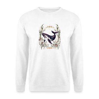 Cosmic Wal Galaxie Mondphasen Blumenmeer Tier - Unisex Pullover - Weiß - Vorne - Alina (178cm) & Michal (187cm)