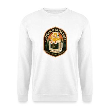  Erkläre Es Der Ente Rubber Duck Debugging - Unisex Pullover - Weiß - Vorne - Alina (178cm) & Michal (187cm)