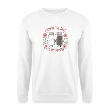 Du Bist Das Salz Zu Meinem Pfeffer Niedliche - Unisex Pullover - Weiß - Vorne - Alina (178cm) & Michal (187cm)