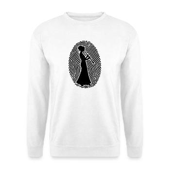 Klarinette - Klarinettistin im Fingerabdruck - Unisex Pullover - Weiß - Vorne - Alina (178cm) & Michal (187cm)