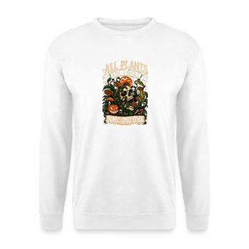  Alle Pflanzen Sind Essbar Sobald - Unisex Pullover - Weiß - Vorne - Alina (178cm) & Michal (187cm)