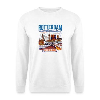 Retro Rotterdam Netherlands Cityscape Skyline Aug - Unisex Pullover - Weiß - Vorne - Alina (178cm) & Michal (187cm)