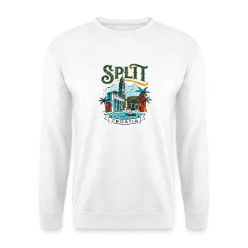 Retro Travel Souvenir From Split Croatia - Unisex Pullover - Weiß - Vorne - Alina (178cm) & Michal (187cm)