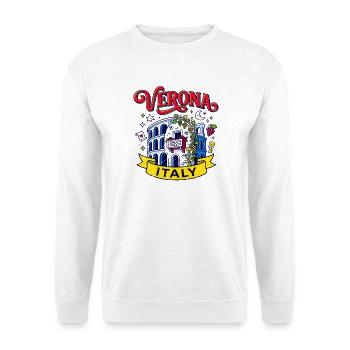 Vintage Verona Italy Travel Typography Aug - Unisex Pullover - Weiß - Vorne - Alina (178cm) & Michal (187cm)
