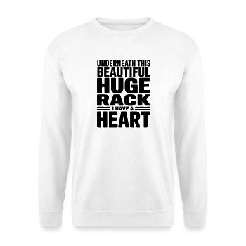 Unter diesem wunderschönen, riesigen Gestell befindet sich ein Herz - Unisex Pullover - Weiß - Vorne - Alina (178cm) & Michal (187cm)