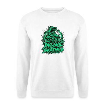 Inline Skating Graffiti mit Inliner im Urban Style - Unisex Pullover - Weiß - Vorne - Alina (178cm) & Michal (187cm)