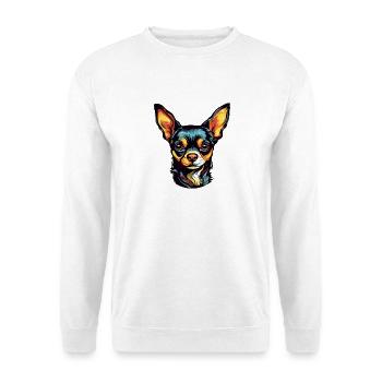 Chihuahua Hund Kopf Bunt - Unisex Pullover - Weiß - Vorne - Alina (178cm) & Michal (187cm)