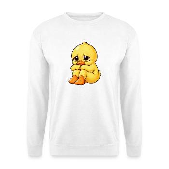 Traurige süße Cartoon Ente Einsamkeit - Unisex Pullover - Weiß - Vorne - Alina (178cm) & Michal (187cm)