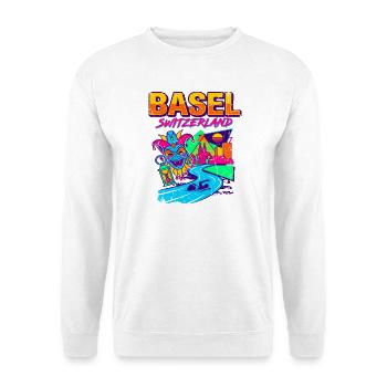 Basel Switzerland Retro Carnival Landscape Aug - Unisex Pullover - Weiß - Vorne - Alina (178cm) & Michal (187cm)