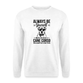 Cane Corso Italiano Spruch Cane Corso Geschenk - Unisex Pullover - Weiß - Vorne - Alina (178cm) & Michal (187cm)