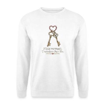 Nicht verwandt. Trotzdem Familie. | Freundschaft - Unisex Pullover - Weiß - Vorne - Alina (178cm) & Michal (187cm)
